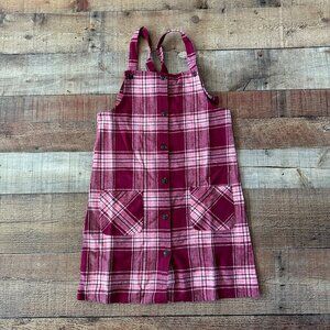 FabKids pinafore skirtall you rock plaid beet red -14